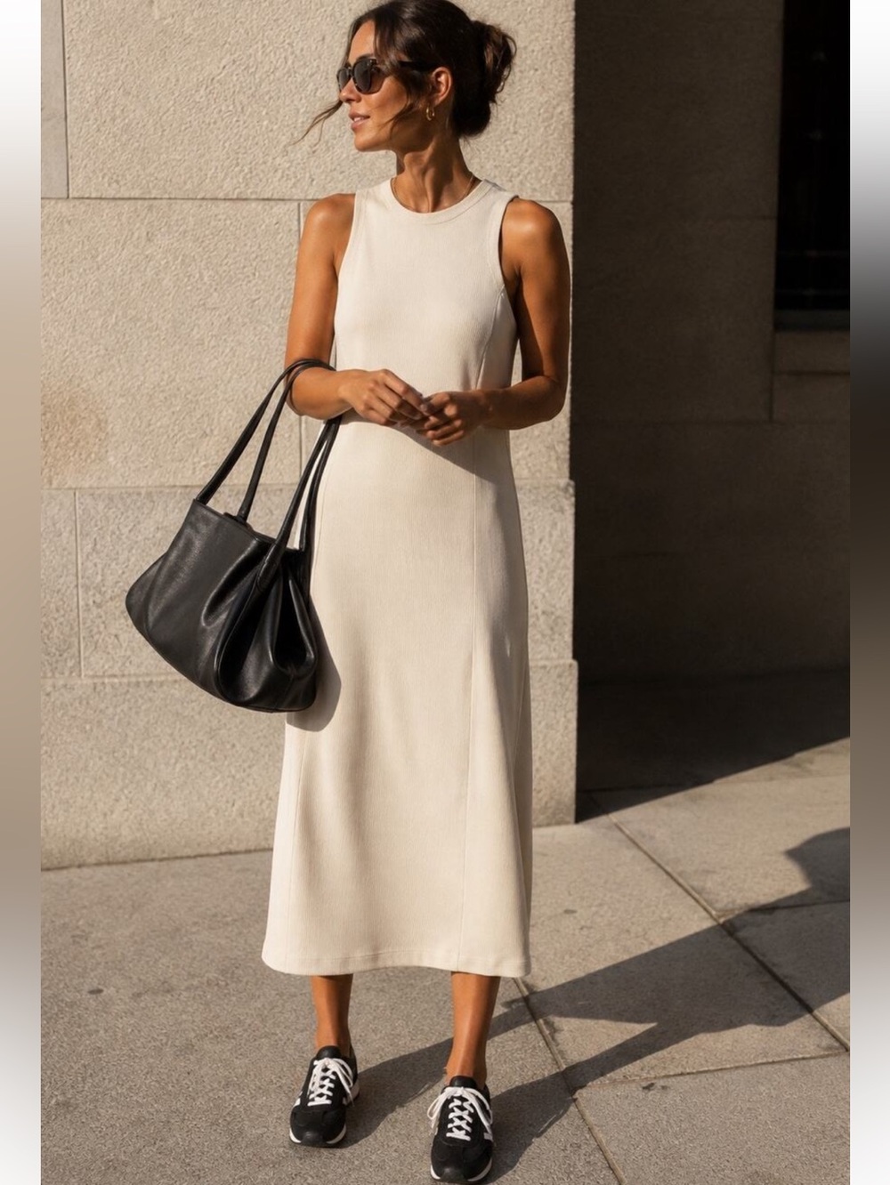“ATHLETA” SeaSoft Ribbed Sleeveless Tank Midi Dress